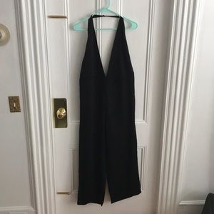 Anthropologie Plunge Halter Wide-Leg Jumpsuit